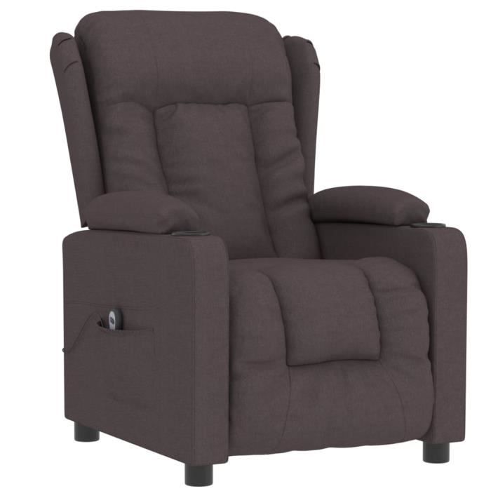Tidyard Fauteuil inclinable électrique Marron foncé Tissu Fauteuil de Relaxation, Fonction inclinable Fauteuil TV Chaise pour Salon Chambre Maison et Bureau Style E
