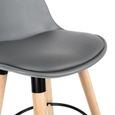 2 Chaises de Bar/chaise de salle à manger/chaise de café-Pieds en Bois Hêtre Massif Métal-GRIS-1