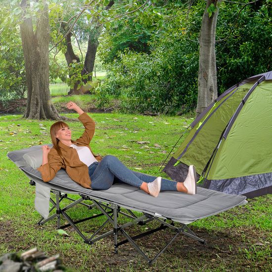 Outsunny Matelas Gonflable Camping 1 Personne - Autogonflant, Confort Premium, Léger & Pliable Avec Sac Transport - 195 X 70 X 10 Cm, Gris