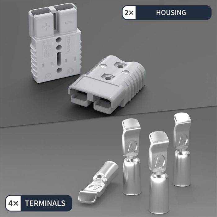 Kit 2 Connecteurs Rapides De Batterie 175A - Pour Câbles 1/0 AWG, Avec Capuchons Anti-poussière - 1