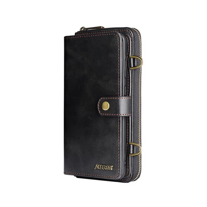 Lot De 3 Porte-Monnaie Homme Mini En Cuir PU - Fermeture Éclair, 2 Compartiments - Format Compact 11x8 Cm - Noir