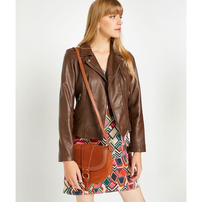 Sac rond en deals cuir femme