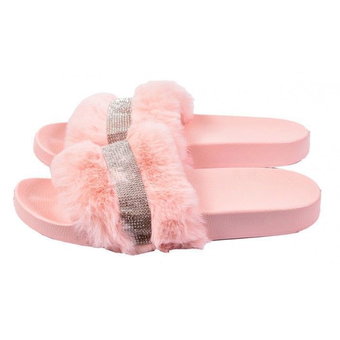 Claquettes pour Femme avec Fourrure Qualité Supérieure Rose