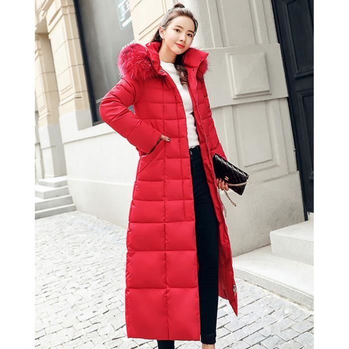 Doudoune d Hiver Long Pour Femme avec Capuche Fausse Fourrure