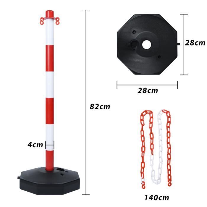 YRHome Pack De 6 Poteaux De Barrière 82x28x28 Cm Poteaux De Chaîne
