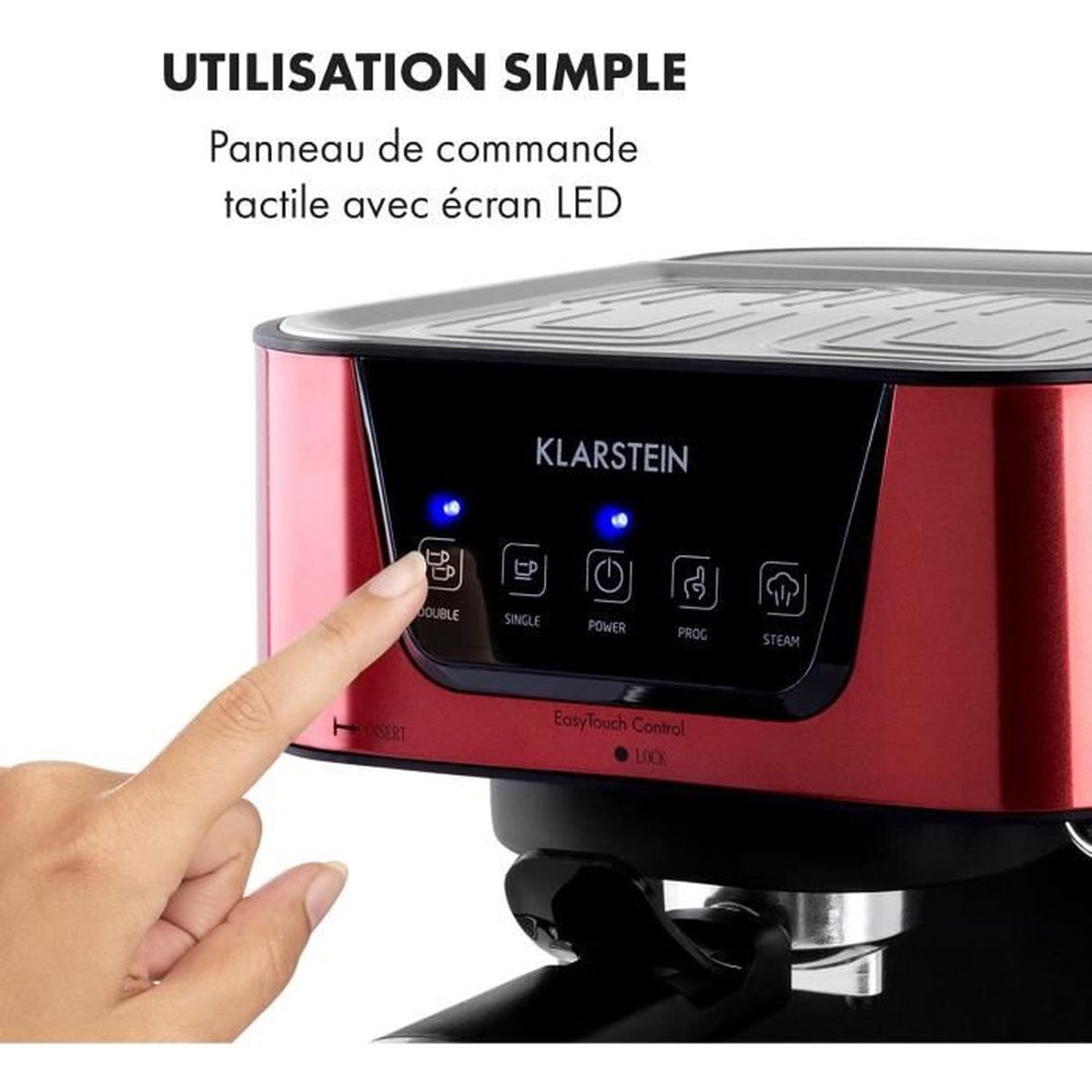 affichage LED bac d'égouttement lavable buse de moussage mobile cafetière à expresso rouge inox KLARSTEIN Arabica 1050 W réservoir d'eau amovible réservoir d'eau 1,5 L 15 bars affichage LED bac d'égouttement lavable buse de moussage mobile cafetière à expresso rouge inox KLARSTEIN Arabica 1050 W réservoir d'eau amovible réservoir d'eau 1,5 L 15 bars