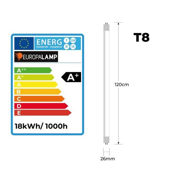 Noxion Tube LED T8 Avant (EM/Direct 230V) Standard Output 18W 2000lm - 840 Blanc Froid | 120cm - Équivalent 36W