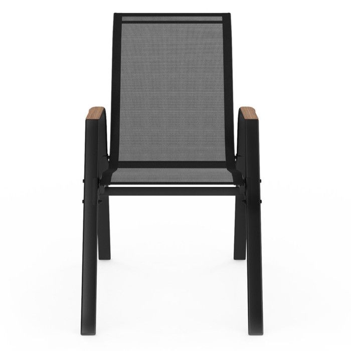 Lot De 6 Chaises De Jardin Olbia En Métal Et Textilène Empilables - Gris Anthracite