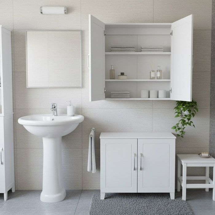 Relaxdays Armoire Murale Salle De Bain En Noyer - 2 Compartiments Avec Fermeture Magnétique - 42x42x18 Cm