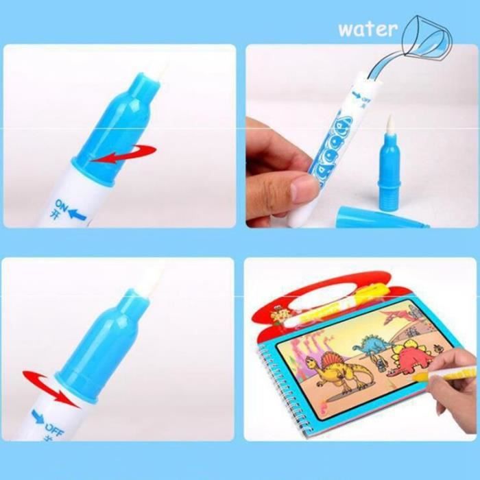 Coffret De 3 Livres Magiques à L'eau – Réutilisables – Avec 3 Stylos – Thèmes Animaux, Véhicules, Lettres – Dès 3 Ans