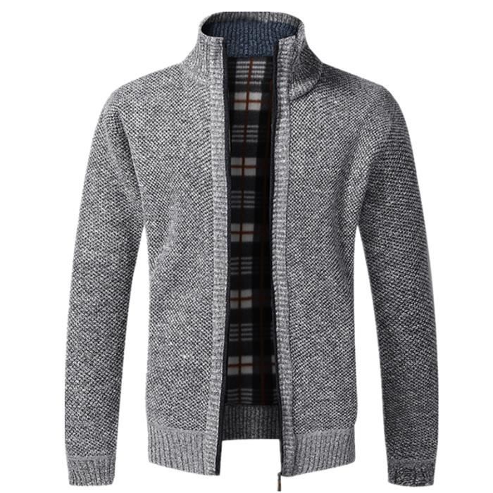 PULL Homme Confortable respirant et chaud avec une fermeture eclair rembourree Gris