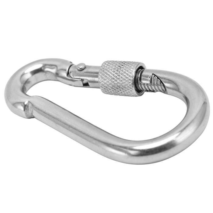 Lot de 10 mousquetons à ressort en acier inoxydable avec boucle de suspension pour corde de sécurité