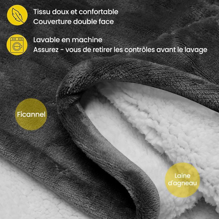 Couverture Chauffante USB, 150 X 85cm,Couverture Électrique Sans Fil, Couvertures Plaid Chauffant Avec 3 Niveaux De Chauffage, Portable,Lavable En Machine