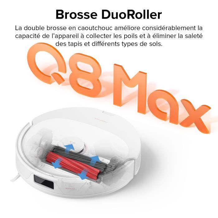 Roborock Q8 Max,Robot Aspirateur Double Brosse 5500Pa Mise à Niveau du Q7  Max,Blanc - Cdiscount Electroménager