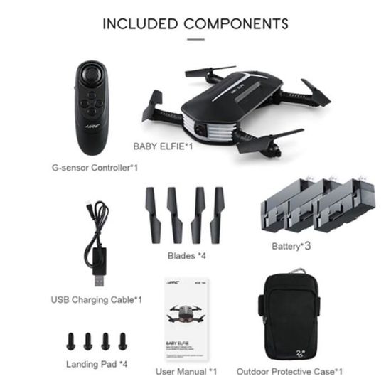 JJRC H37 720P WIFI RTF RC Drone 3 Batteries FPV PACK Mini BABY