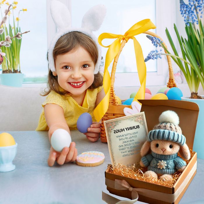 Lapin De Pâques En Peluche Doux – Jouet Fait Main Avec Message Positif – Soutien émotionnel Et Déco Pour Enfants
