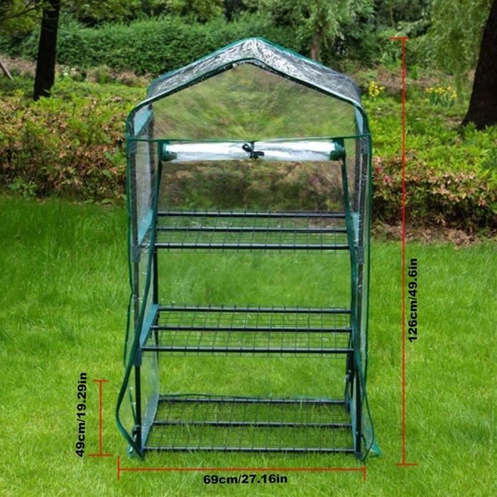 DAZZLEEX Housse Serre Portable 120×60×60 Cm – PVC Transparent Avec Zip & Sangles – Idéale Balcon, Patio, Jardin