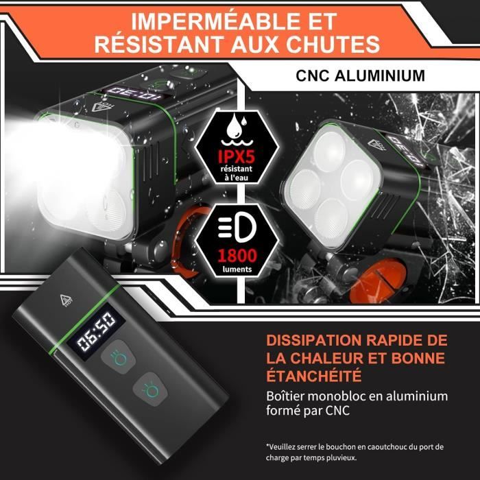 Feu avant de vélo LED rechargeable et étanche avec port U Feu avant de vélo LED rechargeable et étanche avec port U