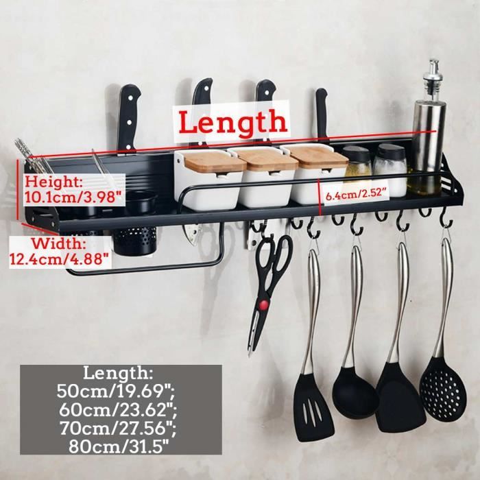 Rangement organisateur de cuisine étagère à épices en bois debout plan de  travail étagère de cuisine en bambou, porte-rouleau de cuisine porte- cuillère de cuisine, LxPxH 55 x 20 x 20