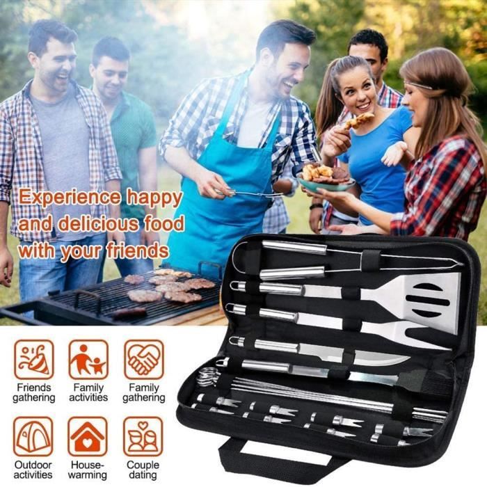 Leytn® 18pcs Ustensiles Barbecue Kit Barbecue BBQ Acier Inoxydable Set  Outils barbecue BBQ avec Pince Brochettes Fourchette - Cdiscount Jardin