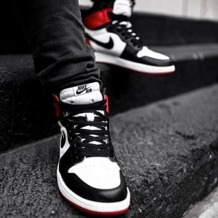 Basket Nike Air Jordan 1 Retro High OG Chaussures de Sport AJ 1 Satin Black Toe Pas Cher pour Homme Femme Or Cdiscount Chaussures