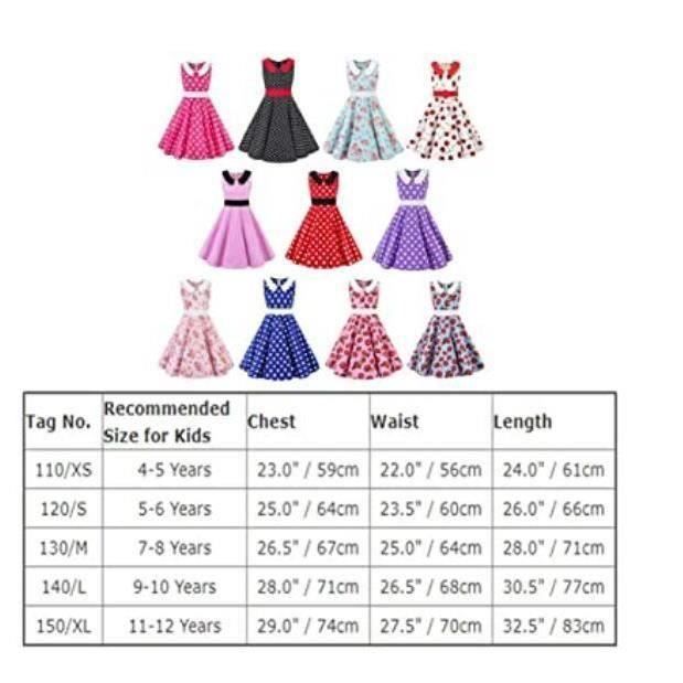 Robe Ceremonie Vintage Fille Enfant Robe Retro a Pois Polka Dot Imprime Floral Robe Pin Up de cerise blanc