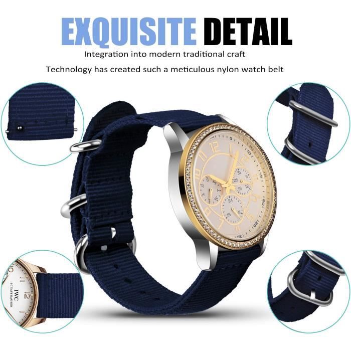 Bracelet Montre En Nylon - Tailles 18mm à 26mm - Étanche, Respirant - Boucle Inox - Pour Hommes Et Femmes - 5