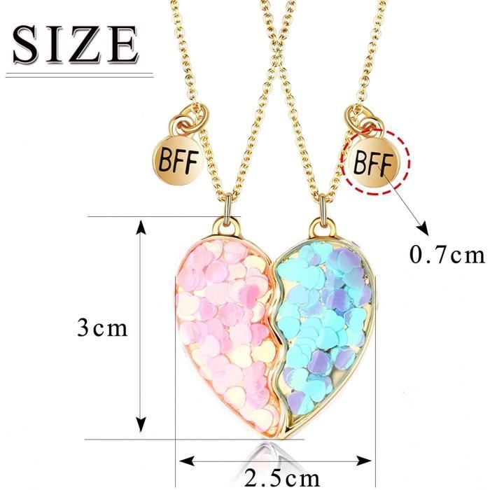 Collier Magnétique BFF Licorne - 2 Colliers Amitié - Cadeau Fille, Mère, Sœur - Best Friends Forever