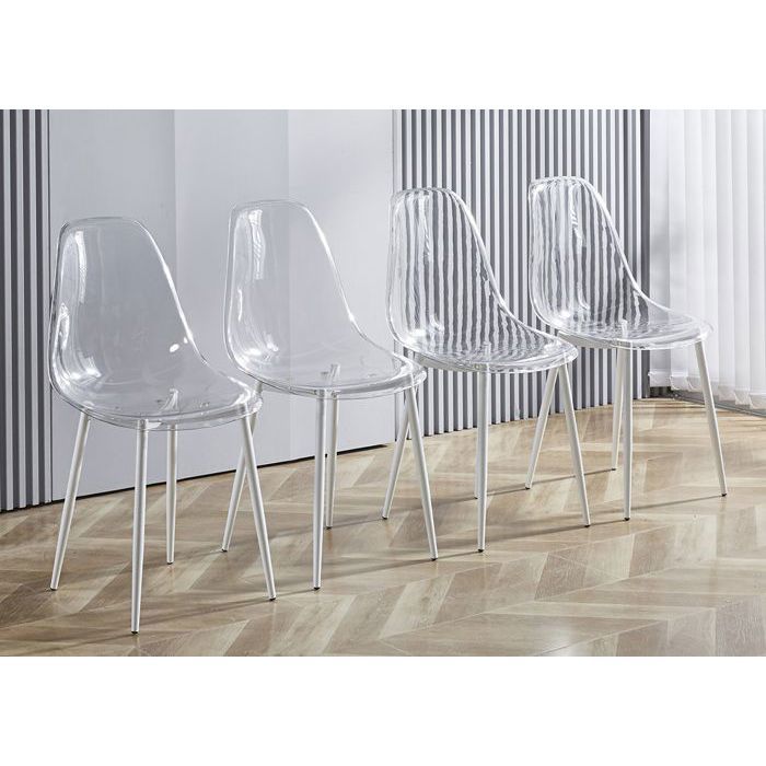 Lot De 4 Chaises En Polycarbonate Transparent - Design Moderne - Occasion En Bon état
