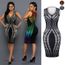 Femmes Sexy Robe De Soiree Casual Imprimer Gros Manches Moulant