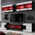 Ensemble de meubles TV Komodee - LED RGB - Blanc & Noir - Façades en Brillant - L235cm x H195cm x P35cm-0