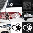 Accessoires auto intérieurs,Nouveau autocollant de voiture patte de chien pêche coeur, dessin animé, Animal adopté, - Type Black-0