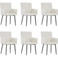 &75259 Lot de 6 Chaises de salle à manger avec accoudoirs - Chaise de salon Set de 6 Chaise à dîner - Crème Tissu Style Classique In-0