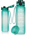 Leytn® Gourde Sport 1 litre Bouteille d'eau Sport plastique Anti-Fuite avec Filtre et Marqueur de Temps pour Fitness Voyage Camping -0