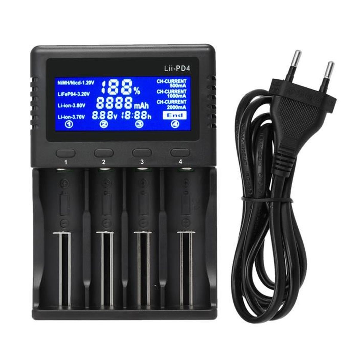 Chargeur Piles Plates BenjiPower USB-C - 4 Emplacements Universel