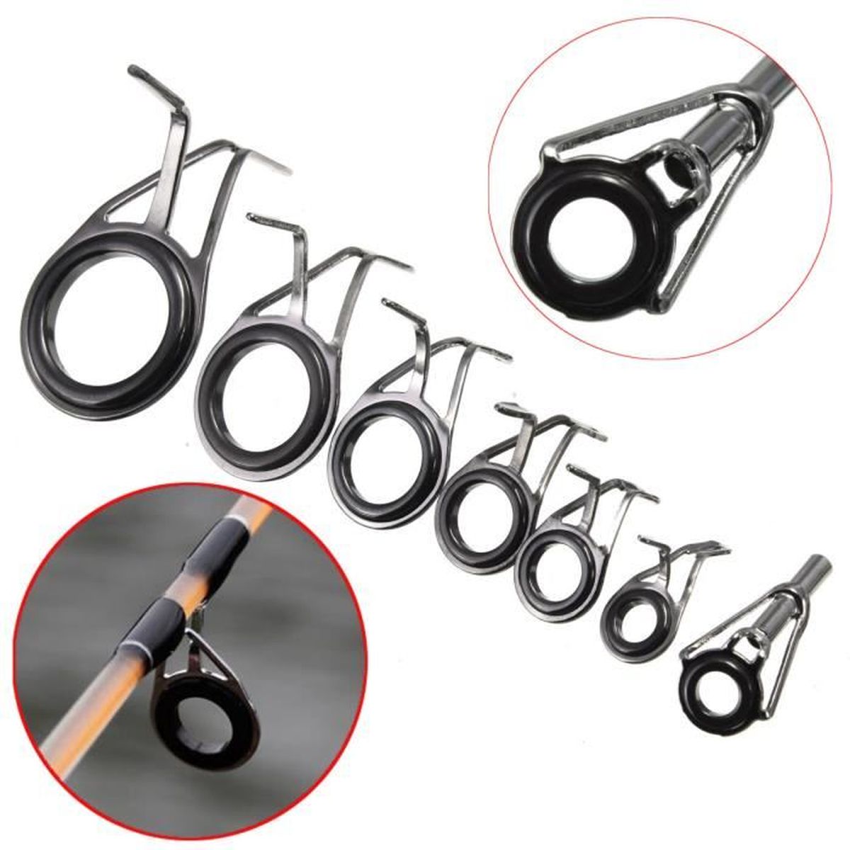 Anneau De Guidage Pour Canne à Pêche - Cadre Acier Inoxydable, Céramique, Taille 3 Mm, Réparation
