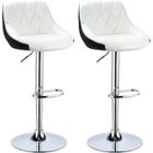 BOURJOIS JEOBEST® Tabouret de Bar Lot de 2 avec siège Bien rembourré,2 Design 2 Couleurs,tabourets en Simili-Cuir réglable,Blanc Noir