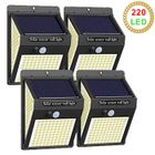 LUCKFEN Lampe Solaire Extérieur 220 LED - 800 lumens Lumière Solaire Etanche éclairage Solaire avec Détecteur de Mouvem 4Pcs