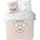 WARNER BROS WARNER - Housse De Couette Harry Potter Hedwige 220x240 cm + 2 taies d'oreillers 63x63 cm - 100% Coton - Ecru