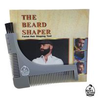 Man's Beard - Pochoir Gris Guide à Barbe avec Peigne Intégré Pour Contour De La Barbe Avec Brosse Nettoyage