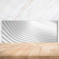 Tulup 125x50cm Crédence de cuisine sur verre sécurité:- Art: moderne classique - Lignes D'abstraction - Blanc