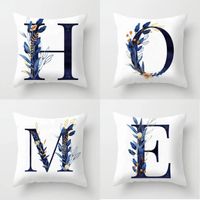 Lot de 4 Housses de Coussin carré Lettres bleues HOME ​60x60cm (24 pouces environ) décoration de maison canapé lit