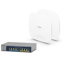 NETGEAR Pack de 2 Points d'acces WiFi 6, Bornes WiFi 6, (WAX615) et d'un Switch MS108EUP 8 Ports RJ45 Multi-Gigabit PoE, Web 