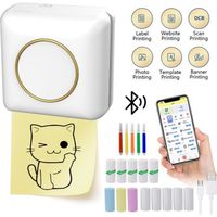 Mini  Imprimante Etiquette Thermique Portable Bluetooth Compatible avec iOS Android pour La Maison, Le Bureau Et Les Petites