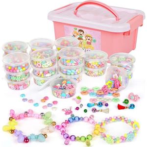 Perle Enfant,Perles pour Enfants kit Plastique Coloré Bracelet kit pour  Fille en PVC Box comme Cadeau pour Collier Bracelets Bandeau Bague 800  Pièces : : Jeux et Jouets