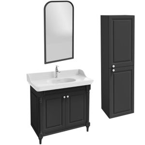 MEUBLE VASQUE - PLAN Meuble salle de bain JACOB DELAFON Cléo 1889 plan vasque + colonne droite miroir + mitigeur lavabo chromé
