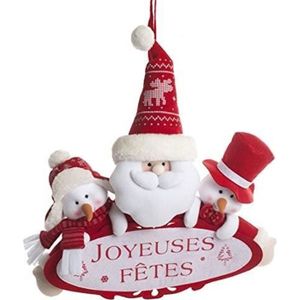 COFFRET DE DÉCORATION Pancarte père Noël Joyeuses fêtes 46cm