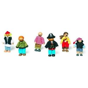 FIGURINE - PERSONNAGE Jouet en bois et tissu - Lot de 6 poupées Pirates différentes - LEGLER