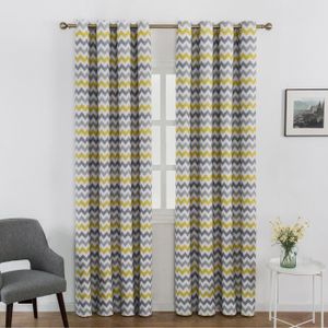 Topfinel Lot de 2 Rideaux Occultants Motif Rayures G/éom/étriques /à Oeillets Rideaux Isolation Thermique pour Salon Chambre Cuisine,140x160cm,Bleu Marine