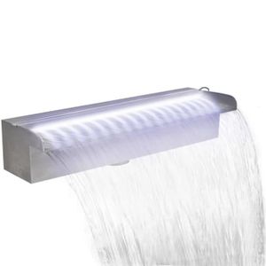 FONTAINE DE JARDIN Lame d'eau rectangulaire à LED - YOSOO - YAJ41672 - Acier inoxydable SS304 - 24 LED blanches - Cascade